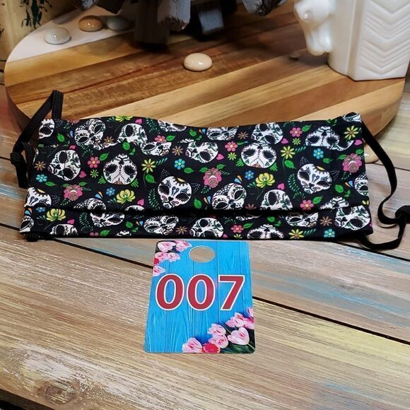 #7 Sugar Skull Cats Adult Face Mask Handmade - Picture 1 of 3